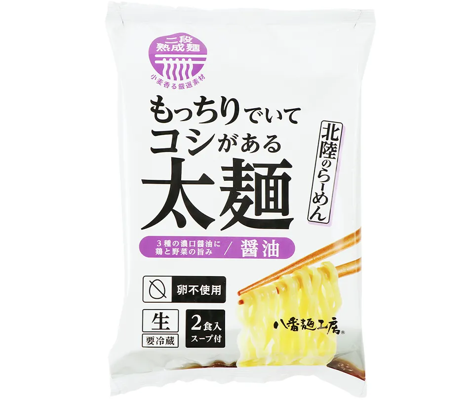 ケース もっちりでいてコシがある太麺醤油2食×6P太麺 ハチバンeSHOP